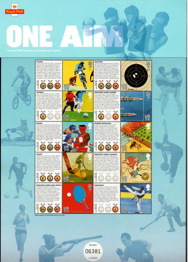 (image for) CS10 2010 One Aim Royal Mail Commemorative Smilers Sheet